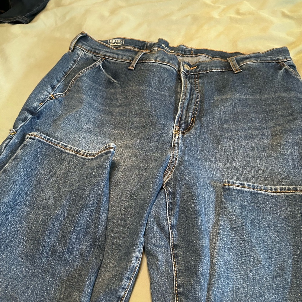 Workwear utility jeans, sky high straight